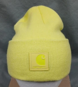 Carhartt Knit Cuffed Beanie Hat Yellow One Size Logo - Picture 1 of 6