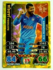 INDIA  ICC CRICKET WORLD CUP 2015  CRICKET ATTAX CARD RAVINDRA JADEJA GOLD