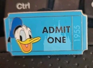 😃 Pin de boleto DLR Admit One 1955 del Pato Donald - Prendedor LE Disney Pin del Pato Donald - Imagen 1 de 2