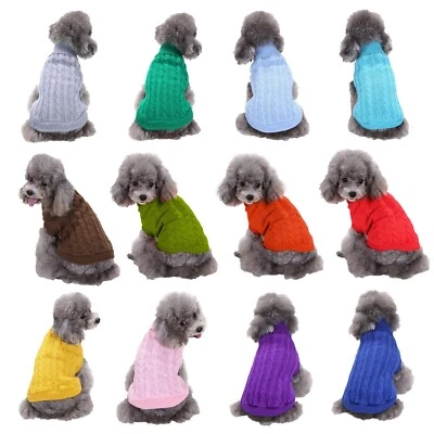 Dog Sweater Clothes Turtleneck Knitted Sleeveless Cat Warm Winter Kitten Clothes - Image 1 of 4