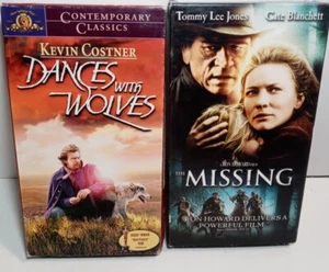 2 VHS Tapes The Missing & Dances With Wolves Kevin Costner Tommy Lee Jones - Picture 1 of 3