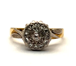 18K Yellow Gold & 0.30 Carats Genuine Diamonds Dress Ring 750 18CT PALL Size 7/O - Picture 1 of 9