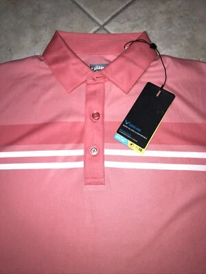 Callaway Opti-Dri Golf Shirt Mens XL Color Block Coral UPF 15 Stretch NWT - Image 1 of 4