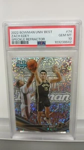 2022-23 Bowman U Best POP 6 Zach Edey RC rifrattore macchie #74 PSA GEM 10 - Foto 1 di 2