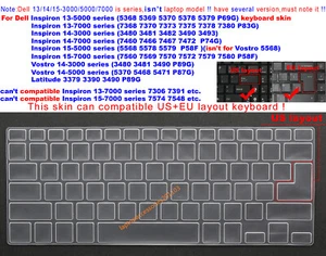US Keyboard Skin Cover for Dell Latitude 3379 3390 3490 P89G P87G P58F P74G P69G - Picture 1 of 10