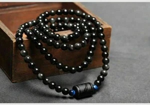 Natürlicher schwarzer Regenbogen Obsidian Augen Perlen Wickelarmband Halskette Drache Phönix - Bild 1 von 11