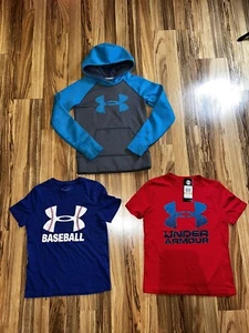 T-shirt Under Armour ragazzo piccola manica corta cotone usata in ottime condizioni dri-fit felpa con cappuccio macchia - Foto 1 di 9