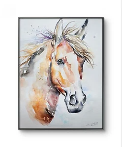 Original watercolour painting signed by Elle Smith Art of A Horse, wall art, - Picture 1 of 8