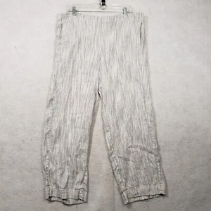 J. Jill Linen Stretch Pants Womens Size 16 Petite Zinc Gray Striped Straight Leg - Picture 1 of 9