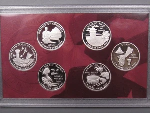 2009-s Silver DC & US Territories Quarter PROOF 5 coin White Set. No box/COA. - Picture 1 of 5