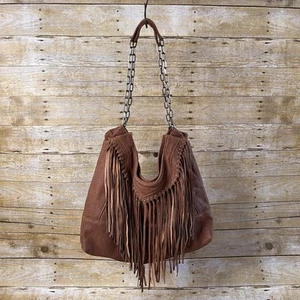 Susan Farber Hobo Bag Leder Fransen Hippie Braun - Bild 1 von 8