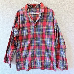Polo Ralph Lauren Pajama Top Mens Medium Holiday Tartan Plaid Sleepwear Shirt - Picture 1 of 5