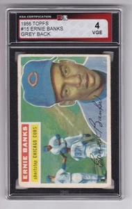 Ernie Banks 1956 Topps Baseball Card 15 Grade KSA 4 Grey back Variation - Picture 1 of 2