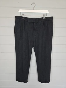 Ralph Lauren Purple Label Wool Black Herringbone Jogger Trousers Wool Size 36x24 - Picture 1 of 18