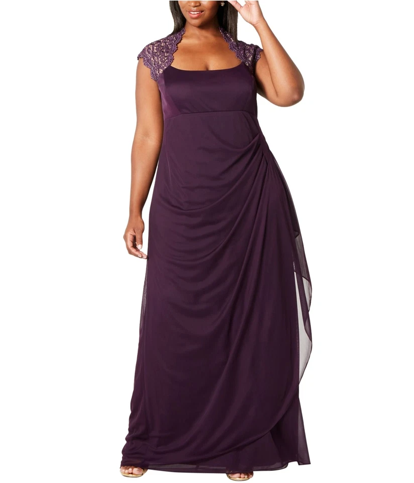 Vestido de mujer XSCAPE fruncido, morado, talla grande, 18W Foto 1 de 1
