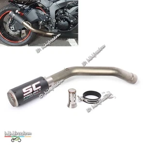Sistema de escape tubo medio + silenciador de carbono para Kawasaki Ninja ZX6R ZX636 2009-2023 - Imagen 1 de 15