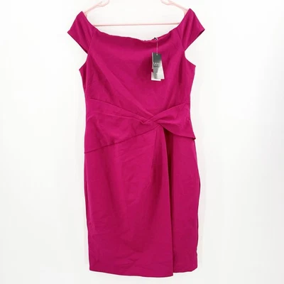 LAUREN RALPH LAUREN Dress Size 10 Cocktail NWT Fuchsia Berry Off the Shoulder  - Image 1 of 4