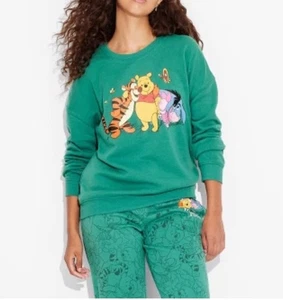 Felpa girocollo donna Winnie The Pooh & Friends verde XL NUOVA CON ETICHETTE - Foto 1 di 7