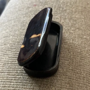 Antique 19thc Faux TORTOISESHELL Small Hinged Lid Snuff Trinket Casket BOX - Picture 1 of 11
