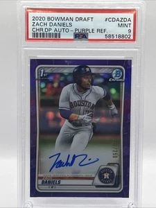 Zach Daniels 2020 Bowman 1° Cromo Viola Rifrattore Auto /250 Astros PSA 9 - Foto 1 di 4