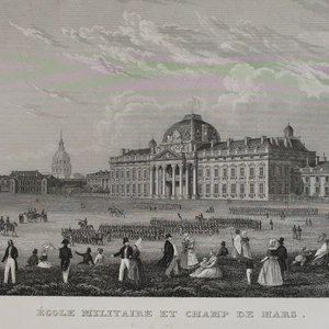 Jean Baptiste Chamouin Vues de Paris École militaire Ansicht Stahlstich um 1850 - Bild 1 von 4