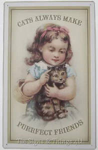 Purrfect Friend BLECHSCHILD Metall Poster Katzenliebhaber Mädchen Zimmer Wanddeko Perfekt - Bild 1 von 4