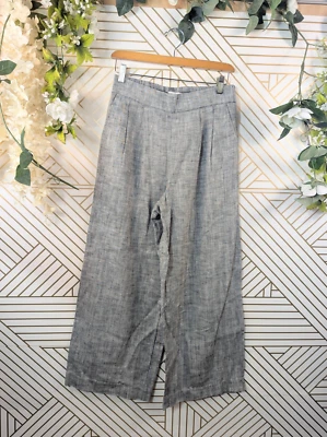 Pantalones para mujer Rachel Comey Target mezcla de lino pierna ancha espiga negros talla 6 Foto 1 de 4