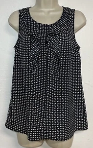 LOFT Small Sleeveless Blouse Black & White Ruffle Button Up Tank - Picture 1 of 5