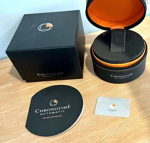 New! Showroom Model CHRONOTIME Automatic Round Zippered Watch Case, Book, Card - Picture 1 of 10