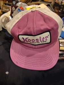 Rare Vintage Hoosier Racing Tire Big Patch Mesh Purple snap Hat - Picture 1 of 2
