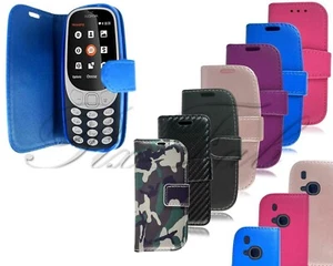 Per Nokia 3310 Custodia, Sottile Pelle Portafoglio Magnetico Flip Stand Premium - Foto 1 di 26