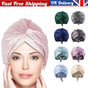 Mulberry Silk Turban Bonnets Women Twisted Sleeping Night Cap Hair Cap Headwrap - Picture 1 of 27