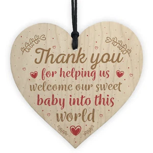 Handmade Wooden Heart Plaque Gift For Midwife Newborn Baby Thank You Gift - Picture 1 of 8