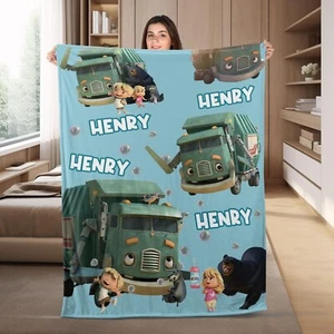 Personalized Trash Truck Velveteen Blanket, Trash Truck Fleece Blanket, Series T - Picture 1 of 4