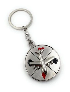 Schlüsselanhänger Flugzeug Casino Karo Piek Herz silber Anhänger Keychain - Bild 1 von 5