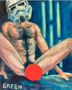 Gay Art Nude Male Original Oil Painting Stormtrooper Star Wars Dan Green - Picture 1 of 10