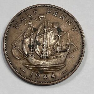 1944 Great Britain Half Penny Foreign Coin #1624