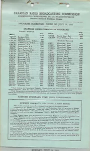 SEMAINE DU 14 JUILLET 1935-PROGRAMMATION DES POSTES DE RADIO CANADIEN (ANGLAIS) - Foto 1 di 1