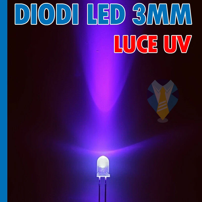 10 LED UV ULTRAVIOLETTI 3mm lampada alta luminosità diodi purple viola luce - Immagine 1 di 1