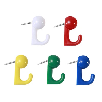 100 Pieces Push Pin Hooks Plastic Push Pins Wall Hook Thumb Tacks Marking Pins - Image 1 of 4