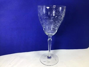 QQ21 Vintage Antique Clear Cut Etched Goblet Hand Blown Wine Glass For Adults - Picture 1 of 4