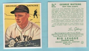 1934 Goudey Baseball Reprint # 53 George Watkins -- New York Giants -Box 741 - Picture 1 of 1
