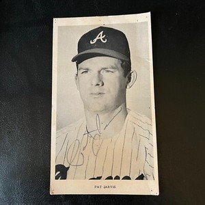 PAT JARVIS SIGNED BASEBALL CARD (Autograph) 3 X 5 Atlanta Braves Black and White