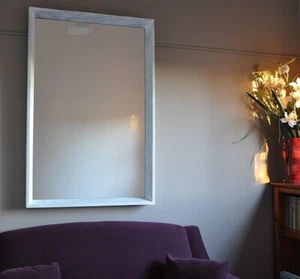 AUSTEN-LARGE WALL MIRROR-COASTAL FINISH-DEEP WOODEN FRAME-ENTRANCE-beach home! - Picture 1 of 6