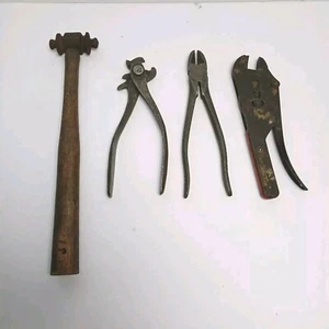 ANTIQUE Mixed TOOL LOT, Vice Grips, Wire Cutter, Sm. Hammer - Picture 1 of 8