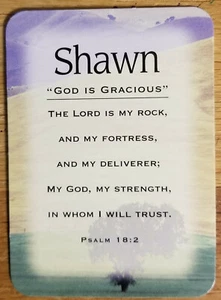 Shawn "God is Gracious" Keepsake Name Card - Confirmation Graduation Birthday - Picture 1 of 1