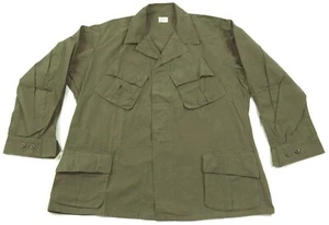 NOS Vintage 1960s US Army OG 107 COMBAT JACKET XL Vietnam Slant Pockets Poplin - Picture 1 of 9