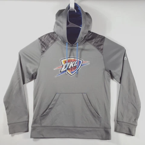 Majestic Oklahoma City Thunder OKC Mens Hoodie Small Gray Polyester Long Sleeve Cover