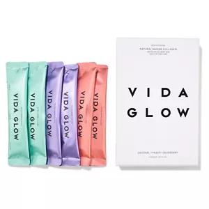 Vida Glow Natural Marine Collagen x 6 servings 18g Peach Blueberry Original BNIB - Picture 1 of 1