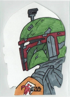 Star Wars Finest 2018 Die-Cut T opps Artist Sketch Card Ibrahim Ozkan Boba Fett - Image 1 of 2